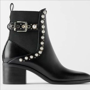 Zara Booties with Pearl Details
